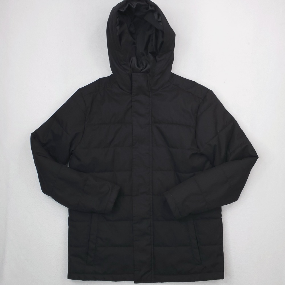 Banana Republic Jacket Mens Medium Black Chevron Herringbone Quilted Puffer
